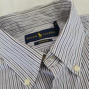 Ralph Lauren Men's 16 34/35 Button-Down Long-Sleeved !00% Cotton Blue/Lavender